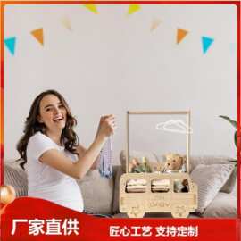 木质婴儿小车收纳箱家用衣物玩具收纳篮婴儿衣服置物架收纳箱
