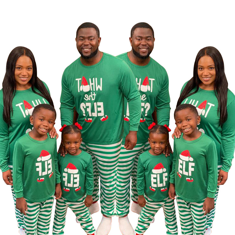 New Christmas Print Round Neck Long Sleeve Fashion Casual Parent child Set Pajamas Women_voghion.com