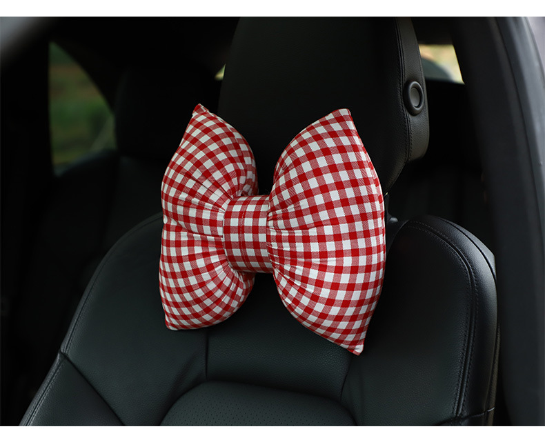 Car Headrest Neck Pillow Fashion Houndstooth Car Headrest Waist Cushion Creative Car Comfortable Neck Pillow Pillow
