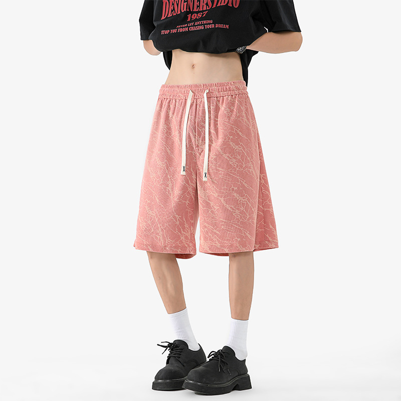 Men's American Style High Street Summer Loose Casual Sports Capri Pants Trendy Plus Size Mid Length Shorts_viptrois.com