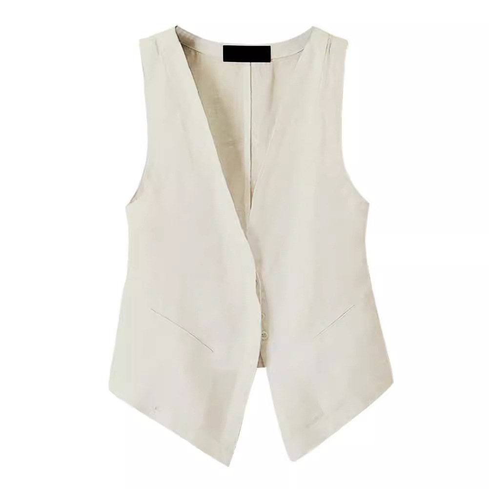 European and American Style Vest Summer Cross-Border 2025 New Amazon Sleeveless Loose Jacket Solid Color Top