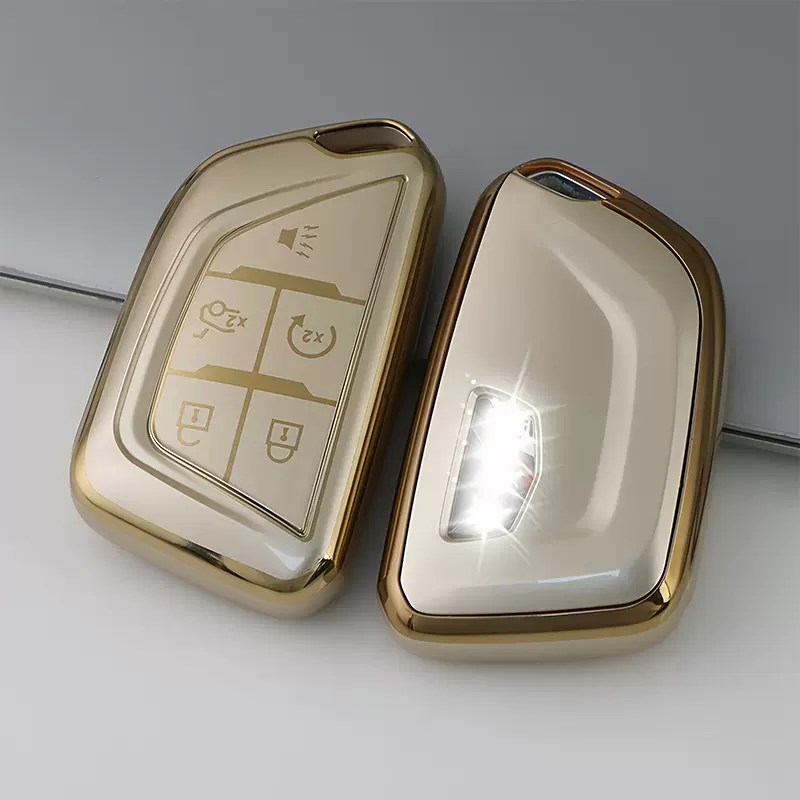 现货爆款适用于凯迪拉克汽车钥匙套ct5包xt4软胶香槟金钥匙保护壳