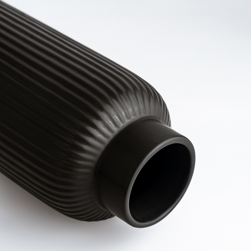 Jarrón de cerámica minimalista moderno, flor seca de boca ancha de color Morandi, flor, mesa, decoración de flores de estilo romano