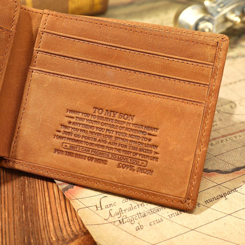 Ví nam da ngựa điên cao cấp nhiều ngăn đựng thẻ kiểu ví ngắn 11×1,5×9 cm — Màu nâu (MAMA) Tây Ban Nha, Màu nâu (MOM) tiếng Anh, Màu nâu (papa) Tây Ban Nha, Tiếng Anh màu nâu (DAD)