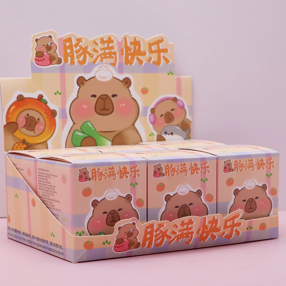 Бокс слепой Kapibala Capybara резиновая фигурака, милая анимационная коллекционная фигурка, случайный 1 шт.