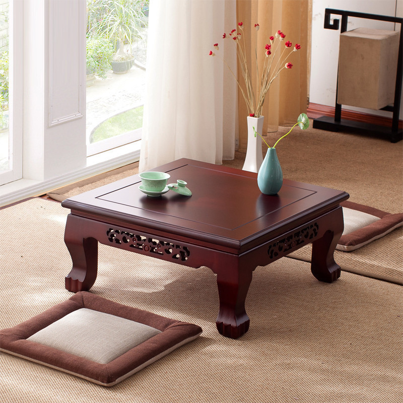 包邮实木雕花矮桌欧式榻榻米茶几现代简约炕桌矮桌和室几地台桌