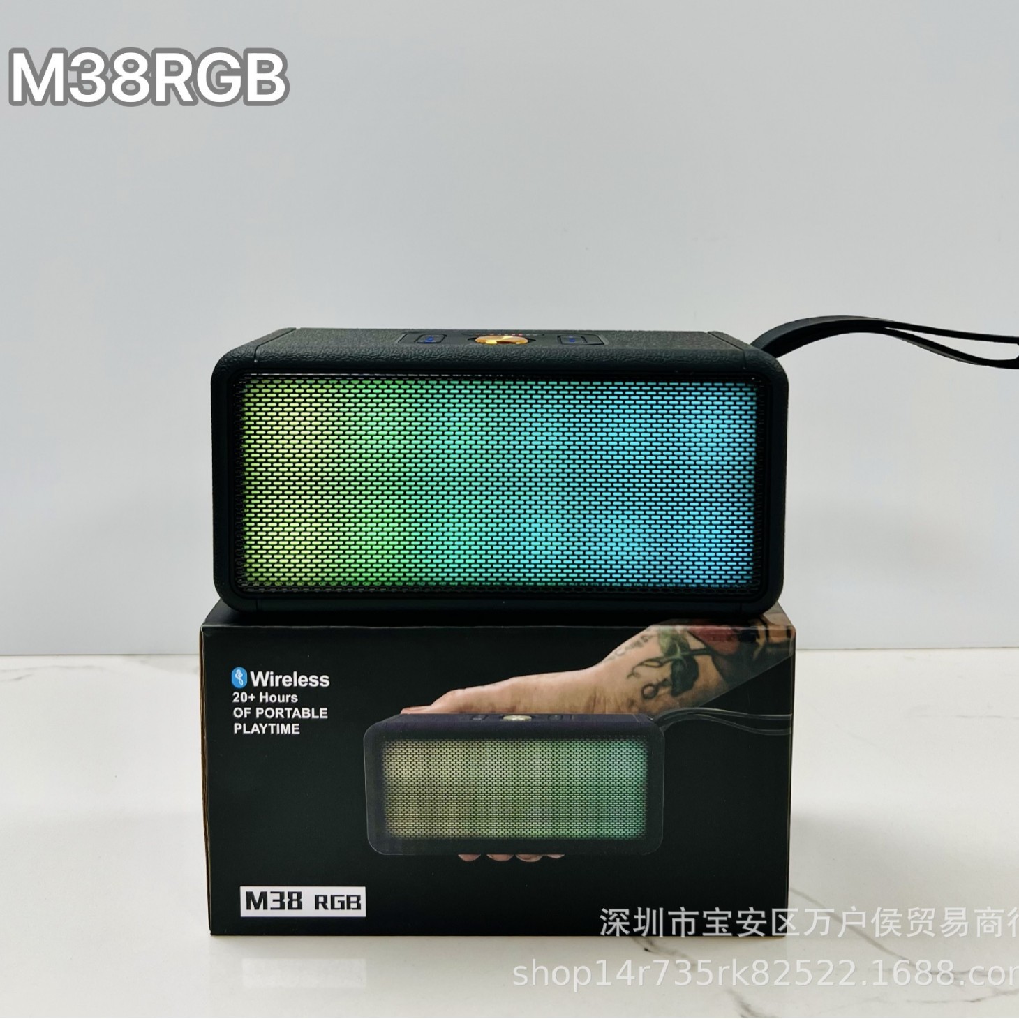 M38 Rgb Wireless Bluetooth Speaker Rhythm Atmosphere Light Portable Card Subwoofer High-Value Mini Speaker