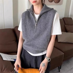 KANING简约半拉链半高领针织马甲女2025秋季新款叠穿坎肩毛衣背心