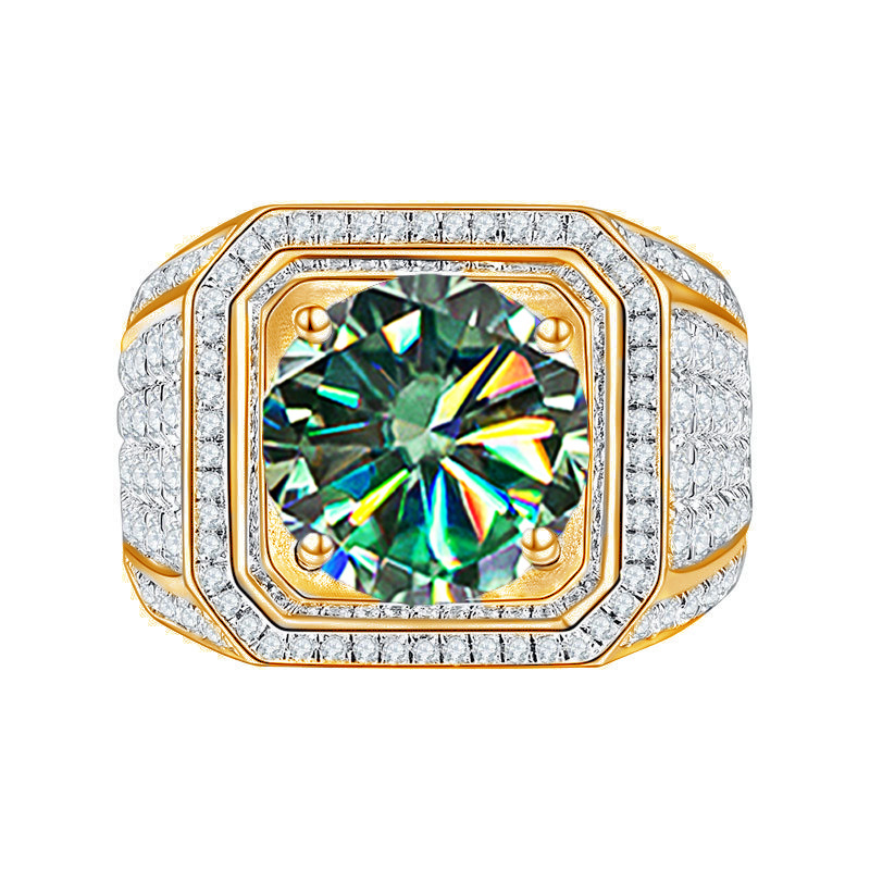 5 quilates de plata esterlina 925 color D anillo de piedra de mozanita para hombre europeo y americano anillo de novio chapado en oro pt950