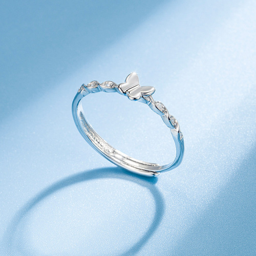 Micro-paved zircon love butterfly ring for women, cold style fashionable high-end ring design niche personalized index finger ring