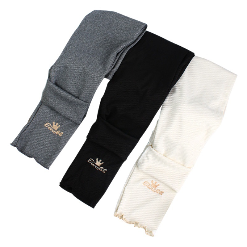 Otoño e invierno Nuevo de terciopelo infantil hongo rollo polainas forrado de lana/no forrado de lana bordado de una sola pieza de terciopelo cálido pantalones de las niñas