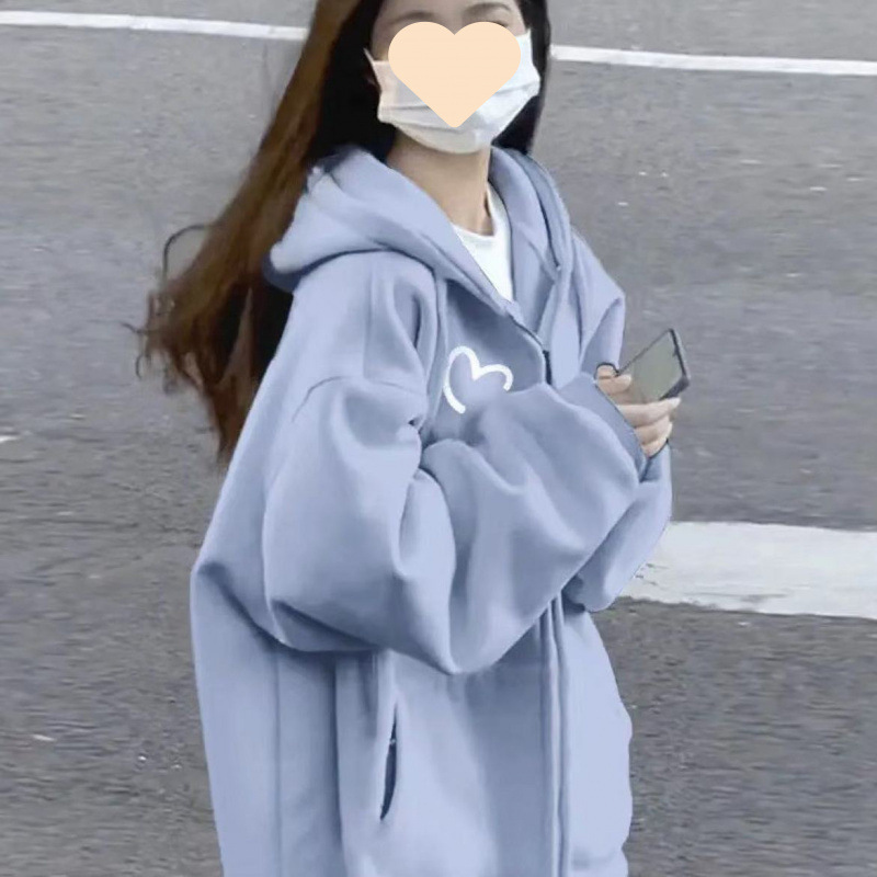 무거운 실버 폭스 벨벳 코튼 지퍼 재킷 여성 가을 및 겨울 새로운 게으른 스타일 느슨한 캐주얼 올 매치 트렌디 가디건 재킷