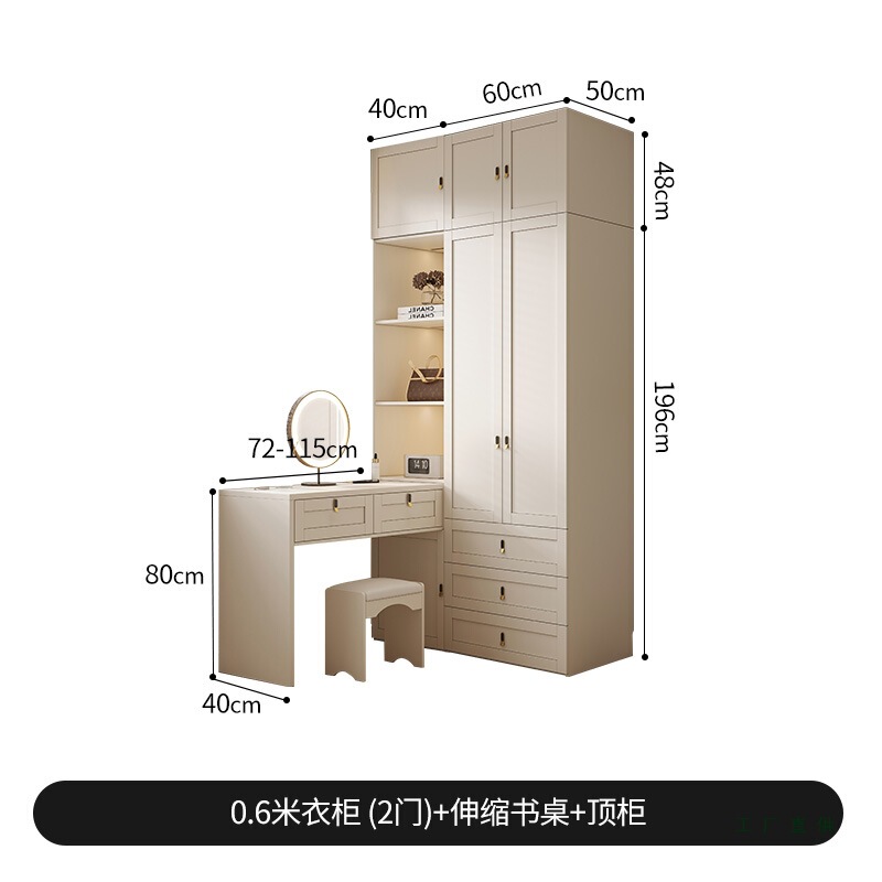Luxurious Bedroom Vanity Table for Small Apartments, Modern and Simple Corner Vanity Table with Integrated Wardrobe and Desk, Includes Computer Desk