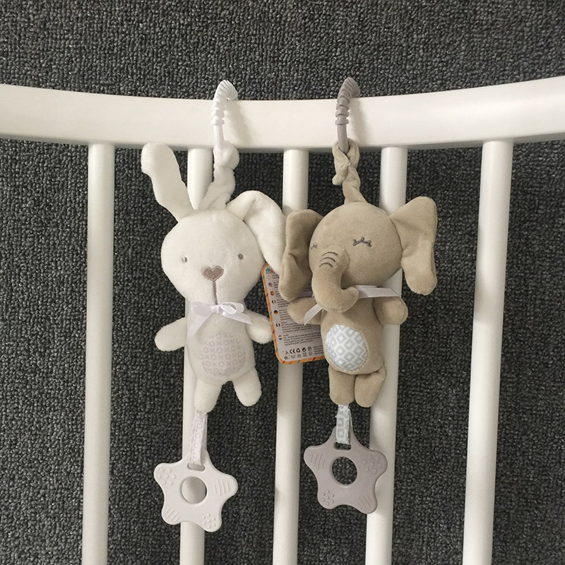 Baby wind chime pendant new long-eared bunny little gray elephant baby toy bed hanging teether rattle BB calling doll