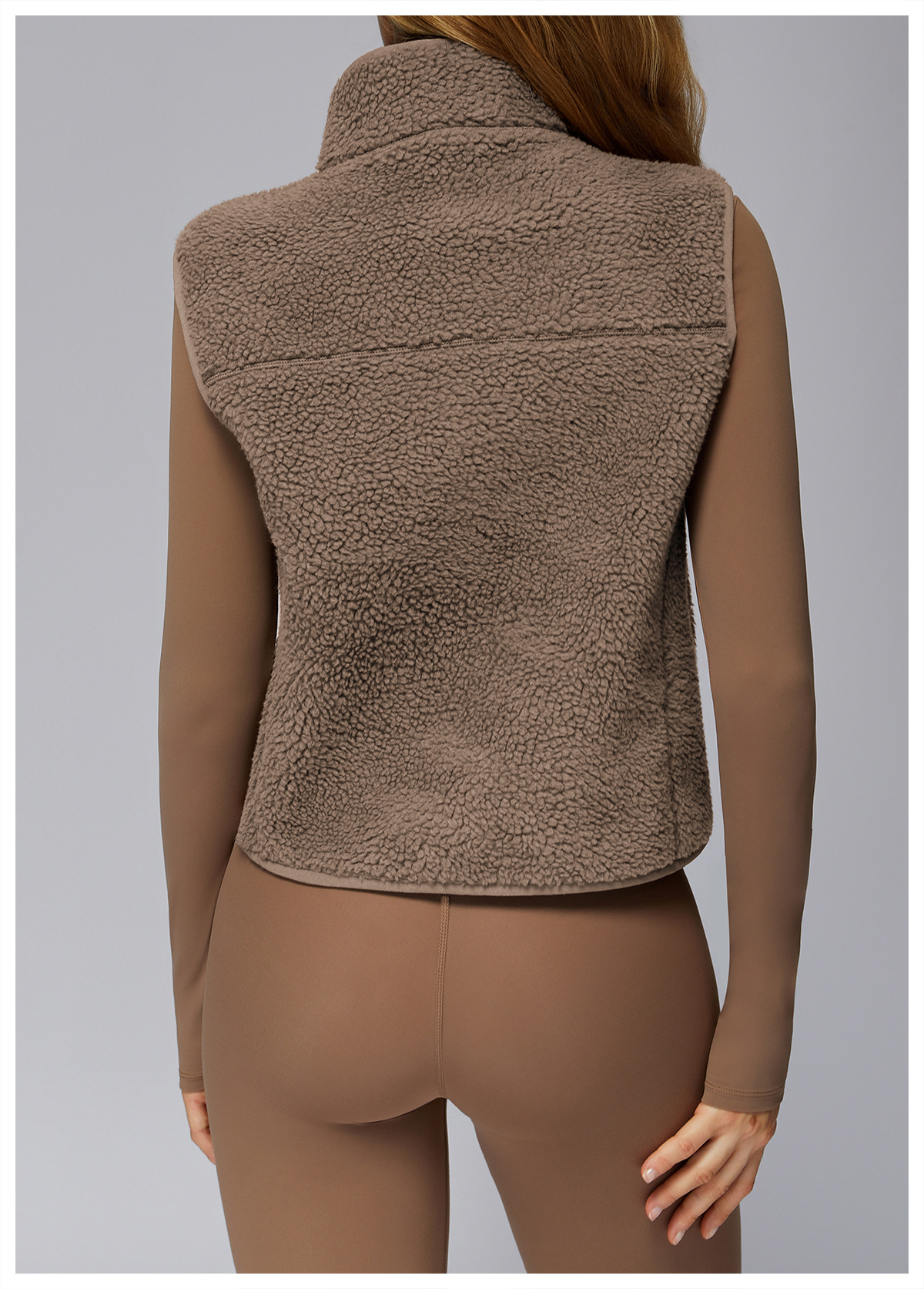 Herbst/Winter Stehkragen Fleecegefütterte ärmellose Sportweste mit Reißverschluss, Outdoor-Lauf-Fitness-Top 9500_voghion.com