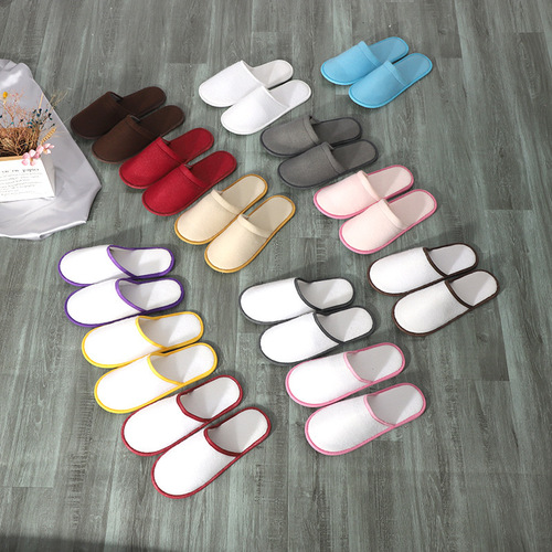 High-end disposable slippers for hotels, non-woven fabrics, cotton and linen plush wholesale for guesthouses and guesthouses, non-slip plus