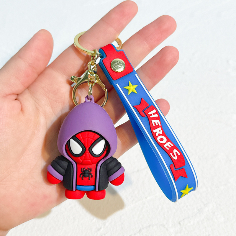 漫画スーパーヒーロー人形ストラップキーチェーンアイアンマン人形シンプルなキーホルダーかわいいペンダント卸売り|undefined