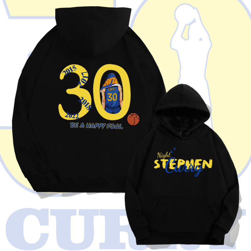 Warriors Curry No. 30 American Casual Hooded Sweatshirt Men's Autum Youth Trendy Brand Loose Off-Shoulder Long-Sleeved Jacket