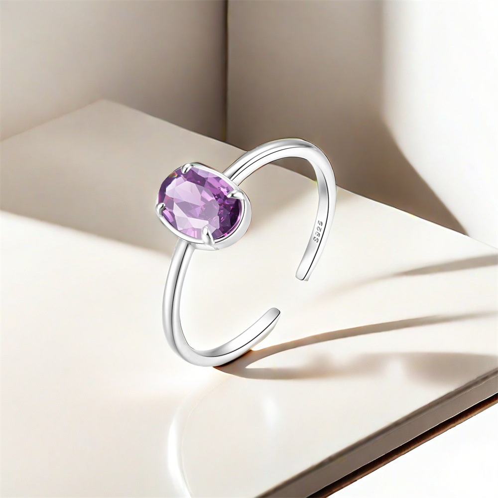 5g Weight Zircon Inlay Material Open Rings Classification Adjustable Ring Size 1 Piece Quantity Holiday, Daily Occasion 925 Sterling Silver Material Geometric Pattern Women's Gender Plating, Inlay Design Sweet Style 925 Sterling Silver Zircon Geometric Open Rings 9