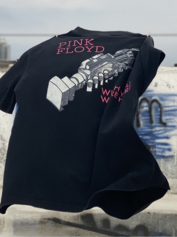 Pink Floyd Pink Floyd Band Retro High Street Vtg Short-Sleeved Men's Vintage Distressed T-Shirt Trendy