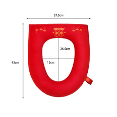 喜庆马桶垫毛绒家用马桶坐垫四级结婚绣花通用拉链防水马桶套纯色
