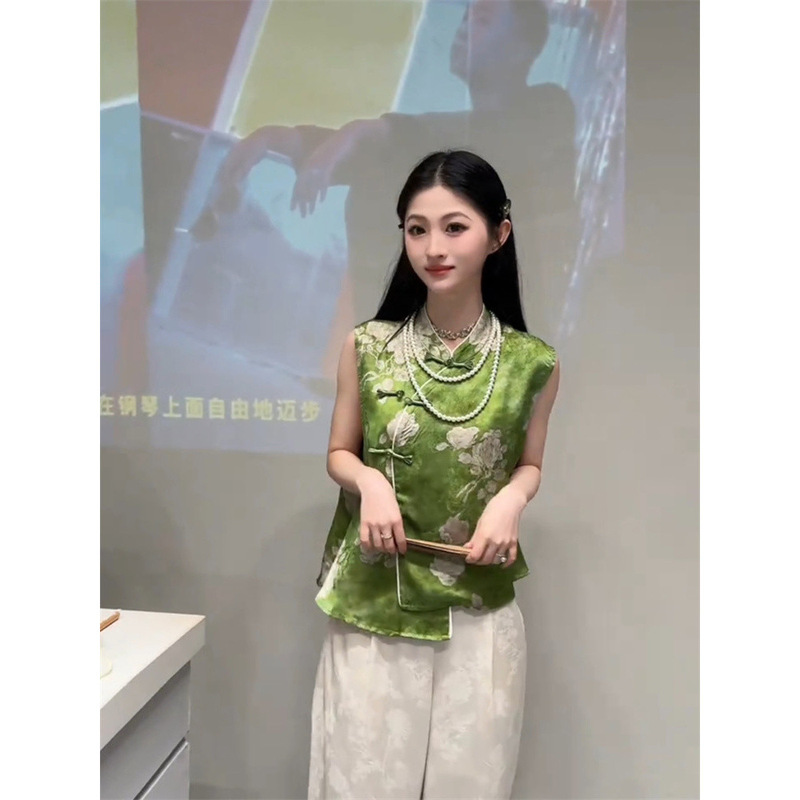 新中式显气质国风立领马甲2025夏新款时尚贵气感百搭无袖上衣潮|undefined