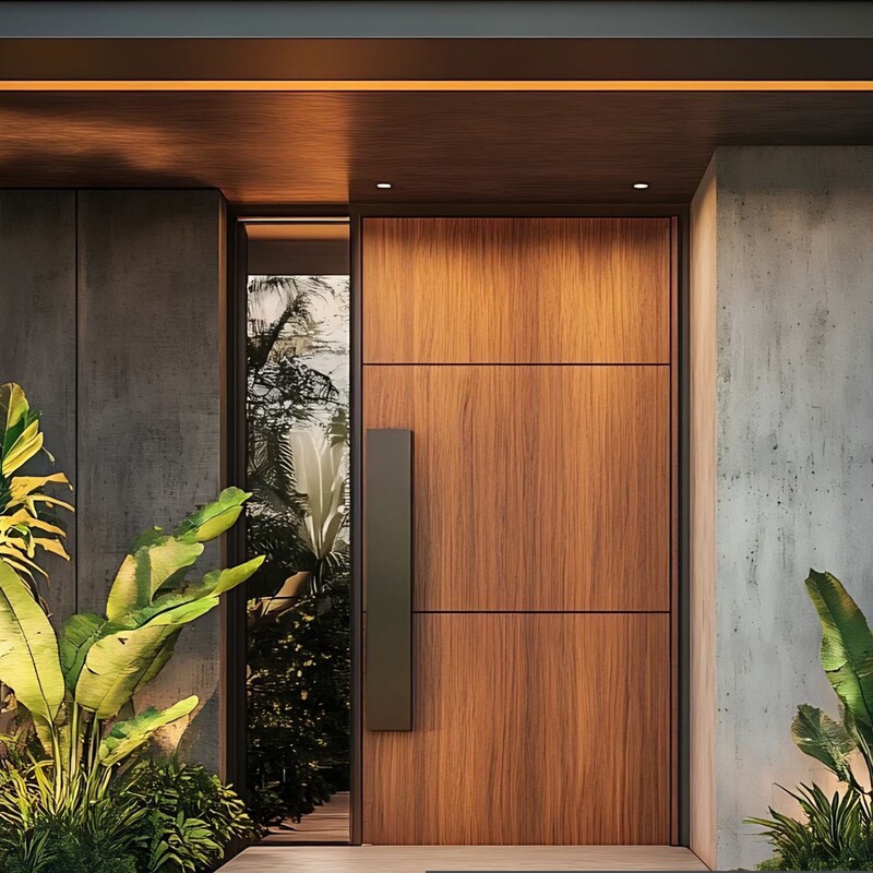 High-End Private Custom Transfer Wood Grain Carved Cast Aluminum Door, Seamless Integration of Nature and Modernity, Villa Door