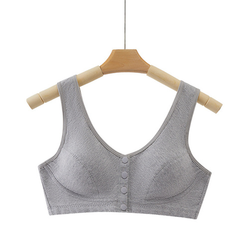 Pure cotton mother's underwear, vest-style front buckle, no wire bra, middle-aged and elderly women's large size thin bra for the elderly
