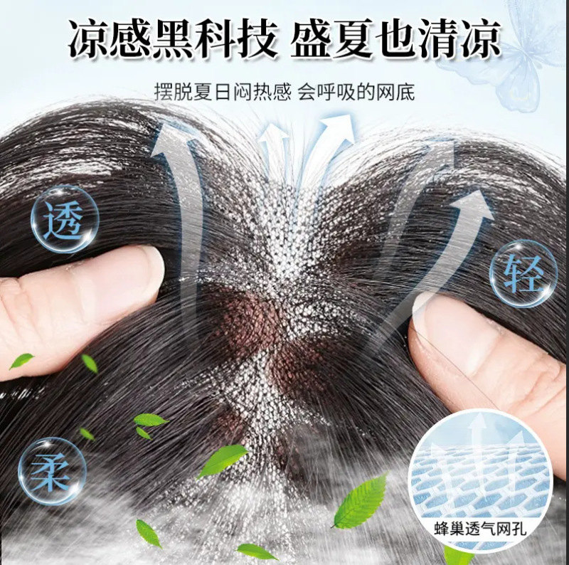 【冰川薄荷】手织Pro新工艺轻薄无感假发片头顶高颅顶当红好物|undefined