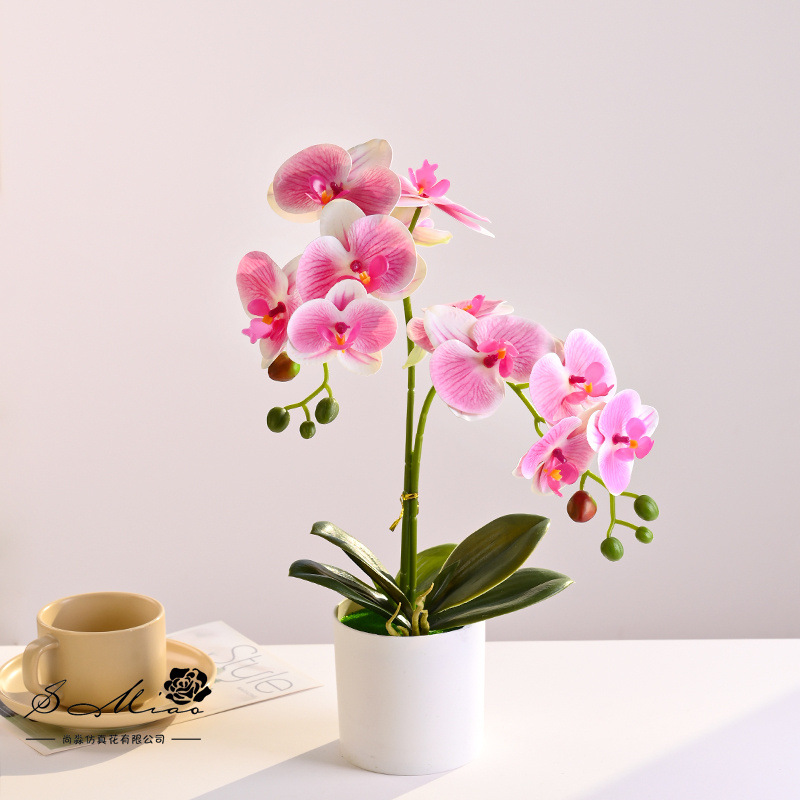 11 flores Phalaenopsis bonsai flores artificiales moda creativa decoración de flores adornos artificiales plantas verdes artificiales simulación pequeñas plantas en macetas