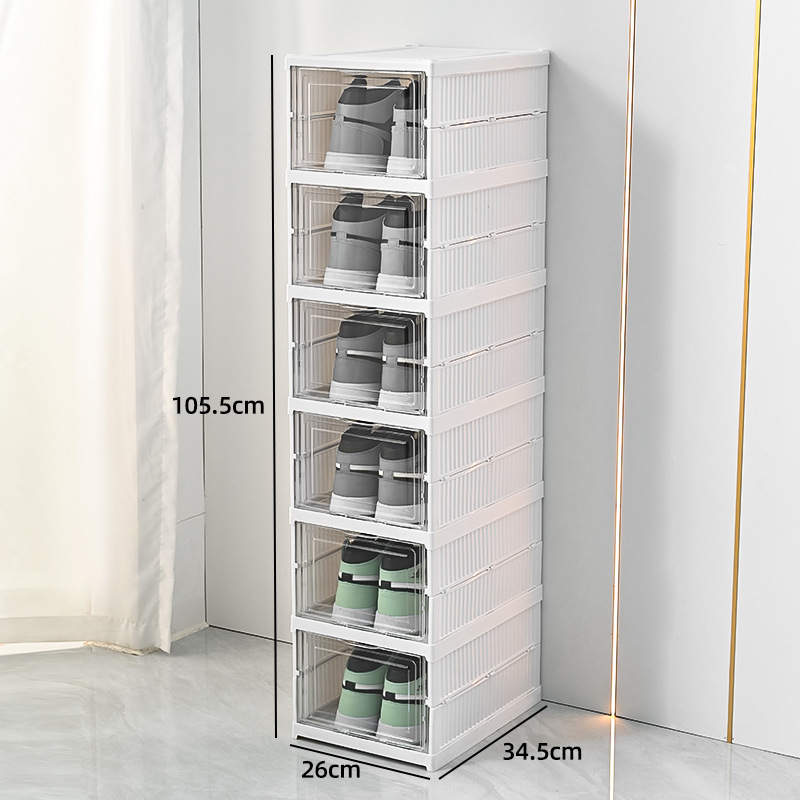 Caja de zapatos plegable sin instalación, caja de almacenamiento de zapatero de una pieza engrosada, armario de zapatos simple a prueba de polvo de plástico, armario de zapatos transparente de pared