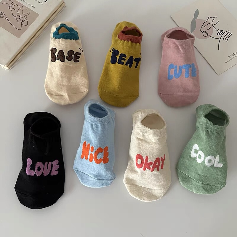 Ins Trendy English Alphabet Boat Socks Women's All-match Japanese-style Invisible Non-slip Summer Thin Short Socks for Students Ins Trendy English Alphabet Boat Socks Women's All-match Japanese-style Invisible Non-slip Summer Thin Short Socks for Students