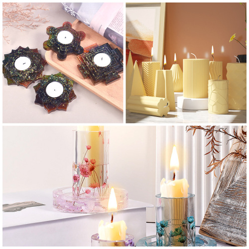 28-piece resin mold, aroma candle mold, striped cut surface cylinder, triangle polygon cone, silicone mold