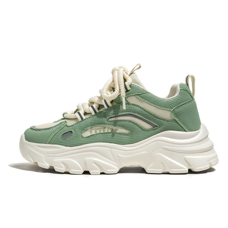 Niedrig geschnittene Schnürschuhe mit Farbblockierung, trendige und modische Freizeitschuhe mit dicker Sohle, atmungsaktives Netzgewebe, Studenten_voghion.com