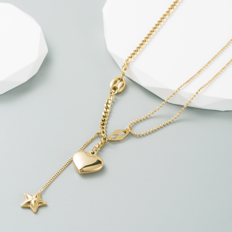 Fashion Heart Shape Titanium Steel Necklace Plating Stainless Steel Necklaces