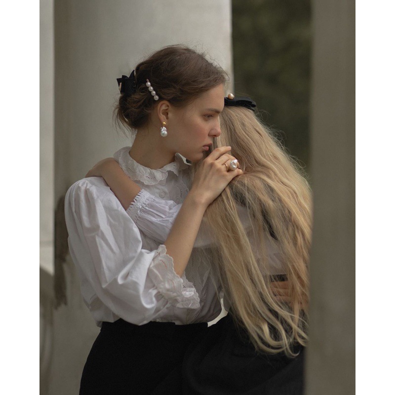 Internet Celebrity Natural Pearl Hairpin One-character Clip Side Clip Back Head Girl Bangs Half-ball Head Sweet Fresh Hairpin