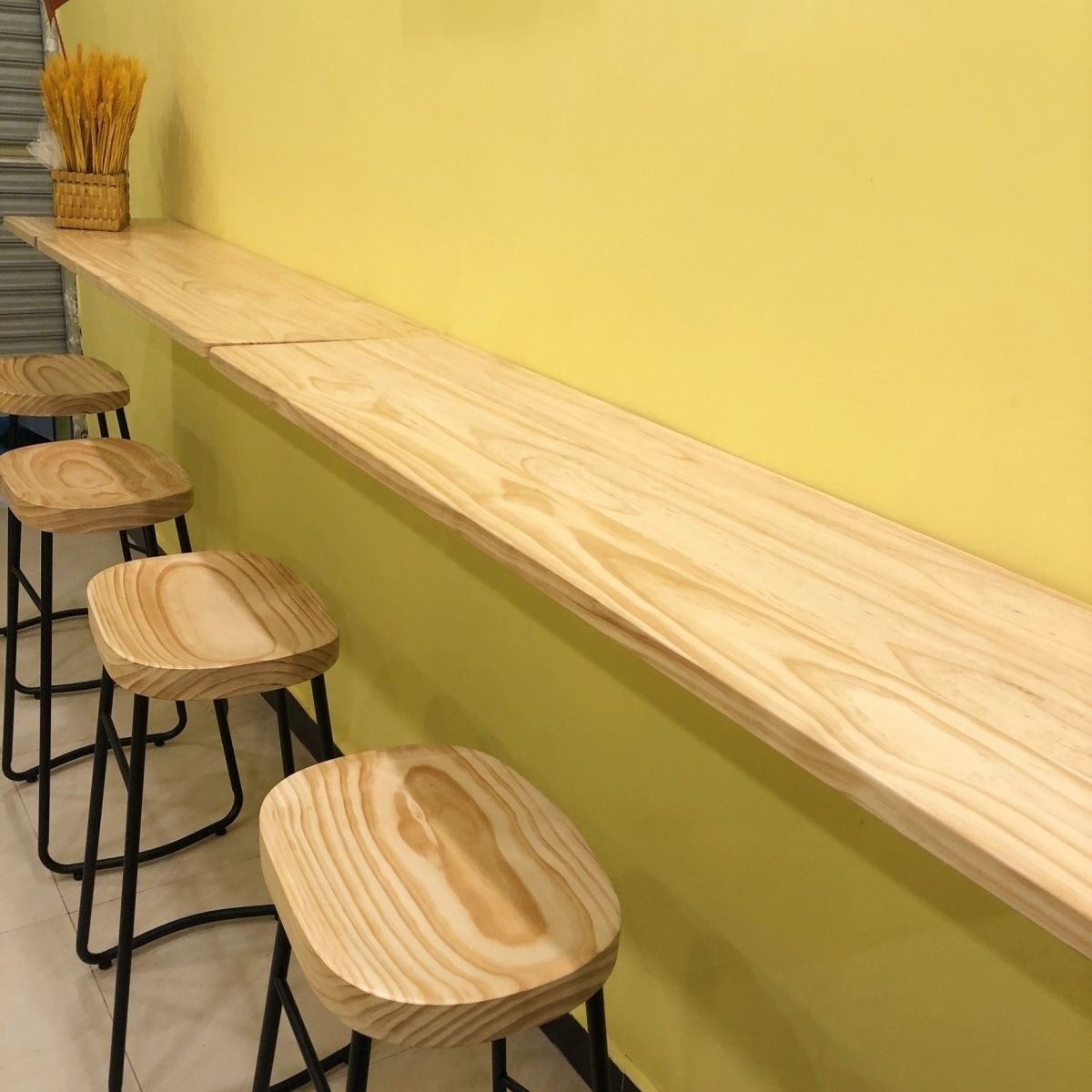 Heavy-Duty Solid Wood Suspended Bar Table, Simple Wall-Mounted Dining Table for Small Apartments, Bay Window Extension Desk