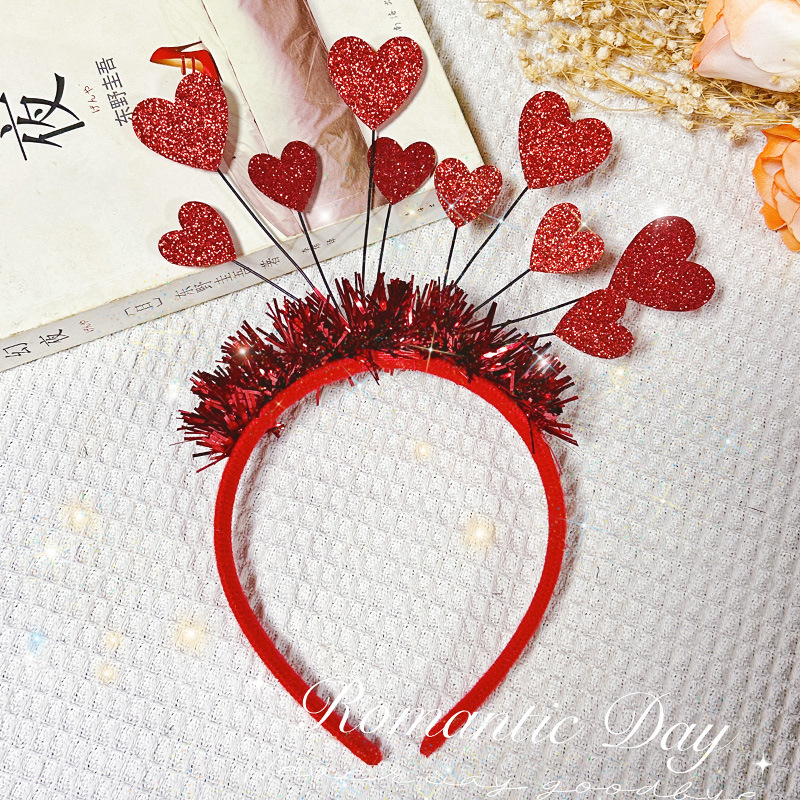 Yiwu accesorios para el cabello de Europa y América ins moda diadema fiesta tocado Día de San Valentín rojo lentejuelas encantadora diadema