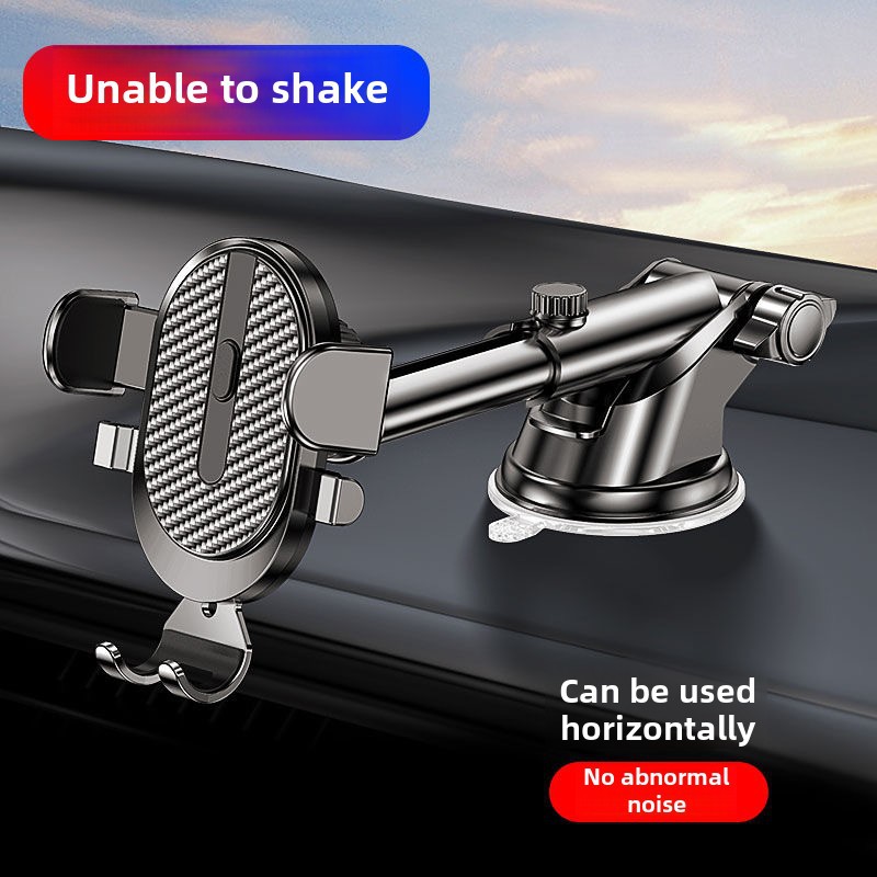 Ny multifunktionell bil teleskopisk sugkopp kolfiber bil mobiltelefon fäste luftkonditionering luft uttag navigation fäste säte_voghion.com