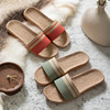 Spring and summer wavy stripes live in the house of the house, the floor -to -skids slippers, the female couple's indoor family four seasons slippers men