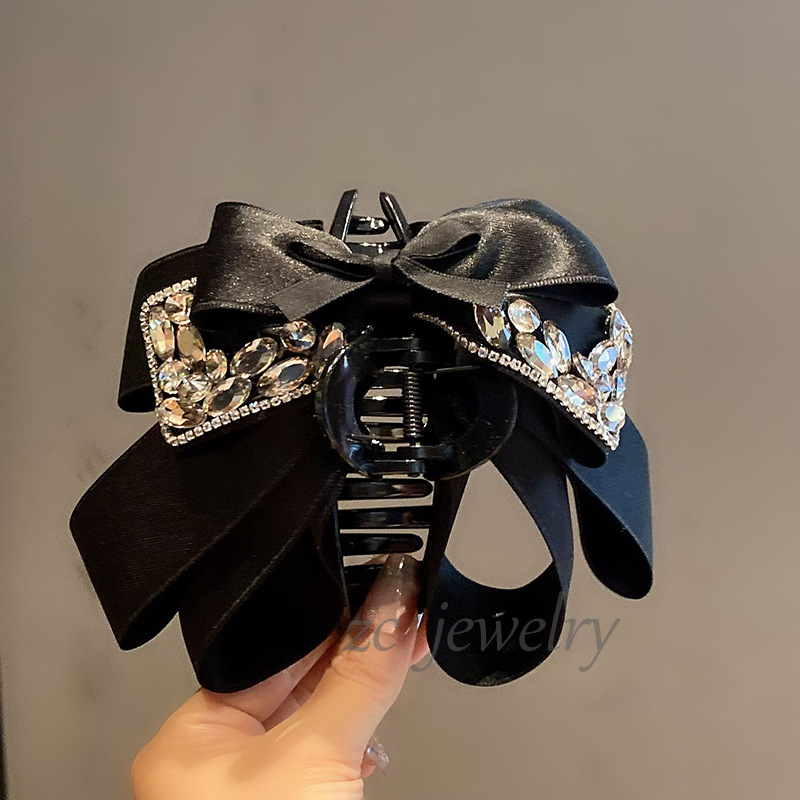 Nœud papillon coréen Dongdaemun léger et luxueux à plusieurs couches, robuste et brillant, orné de griffes en diamant, pour femme, style tendance, à porter à l'arrière de la tête._voghion.com