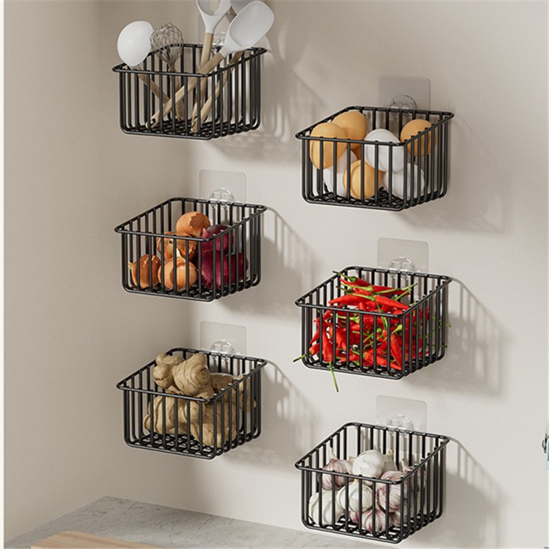 Vegetales de cocina gancho de ajo pequeña cesta de almacenamiento de jengibre tipo pared ajo acabado de cocina