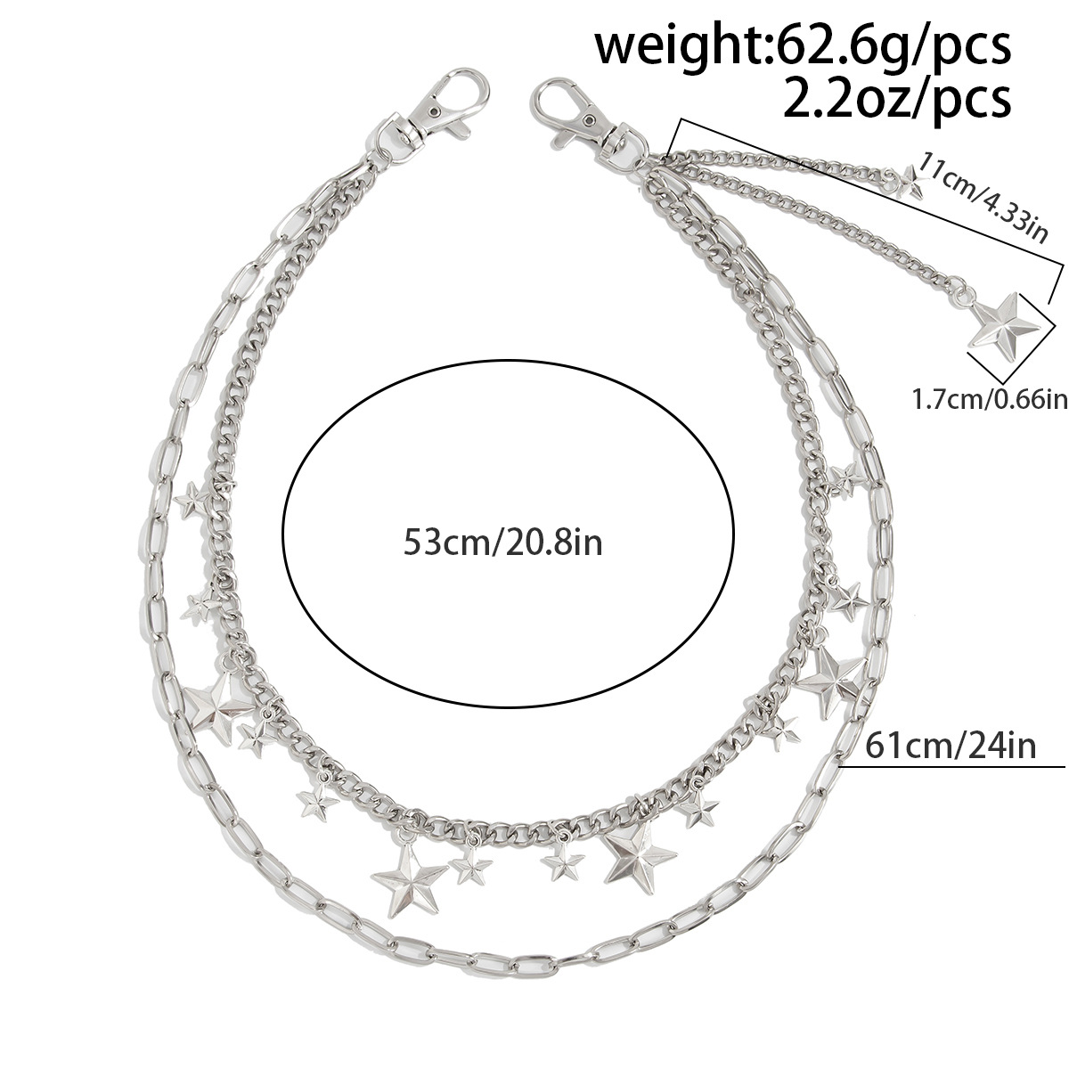 European And American Niche Five-Pointed Star Pendant Pants Chain For Men, High-End Metal Chain, Cross-Border_voghion.com