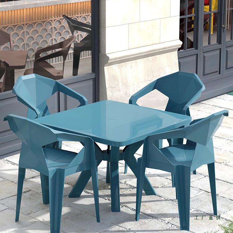 Outdoor Plastic Chairs Night Market Food Stall Tables and Chairs Thickened Backrest Chairs Sun Protection Waterproof Restaurant Indoor Barbecue Tables and Chairs