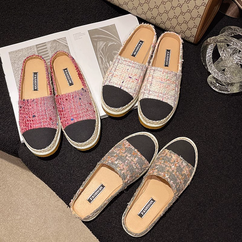Легкие Роскошные тканые тапочки из Баотоу, женская верхняя одежда, 2023 новые летние новые плоские тапочки рыбака в стиле Шанель