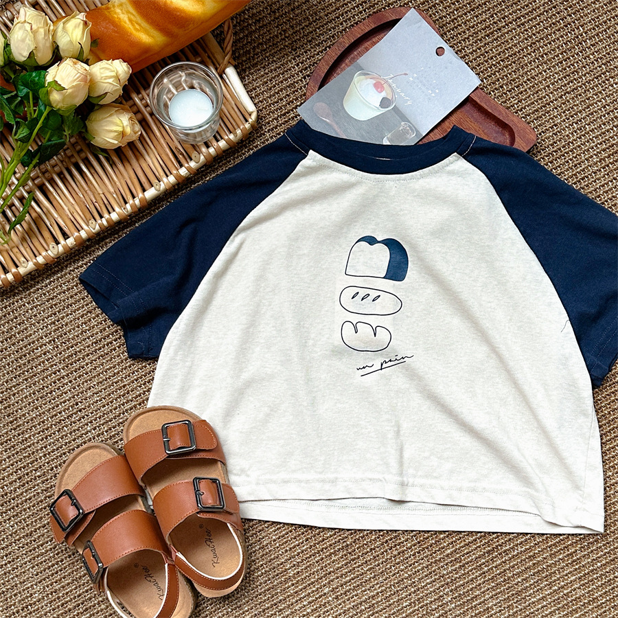 Jiaye Children's 2024 New Summer Clothes Boys Raglan Sleeves Letter Half Sleeve Tops Female Baby Cartoon Short Sleeve T-Shirt