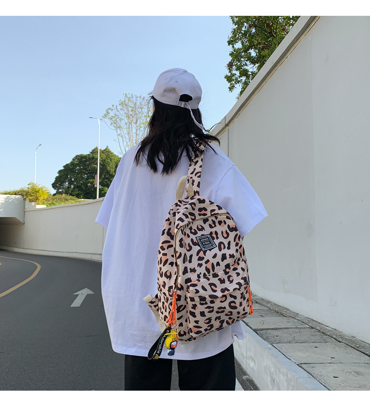 Korean leopard print backpack allmatch light travel small backpackpicture52