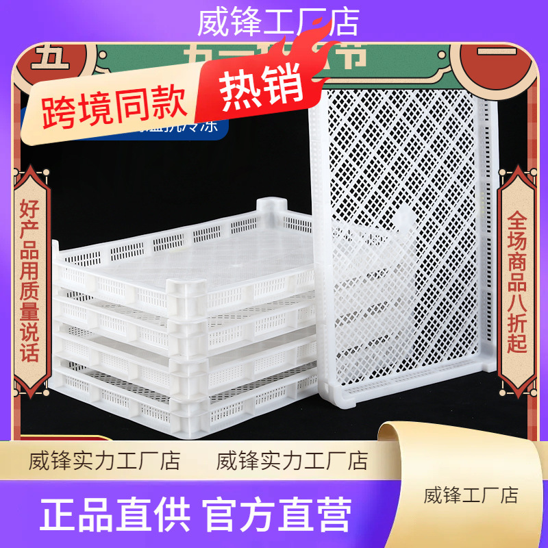 网格枸杞网盘运输速冻储物盒纯色周转箱收纳干货白色饺子托盘家用