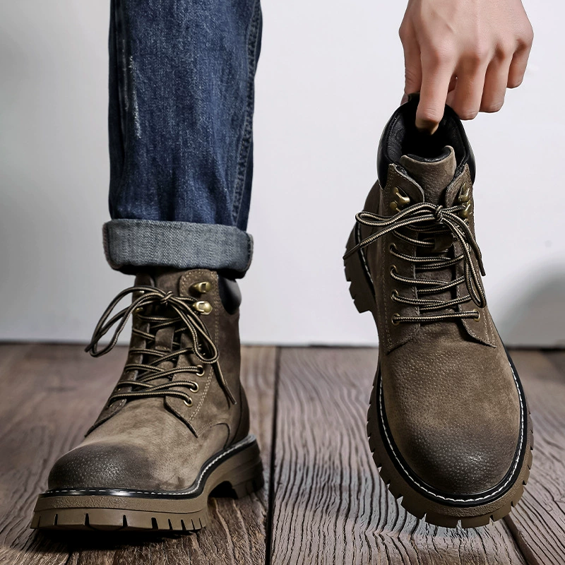 Летние сапоги Martin мужские дышащие высокие верхние сапоги на открытом воздухе ретро британские рабочие сапоги с толстой подошвы ревень сапоги 6000-M