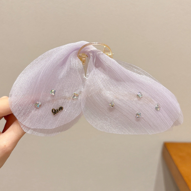 2#Tulle butterfly clip lavender (bottom clip 12.5cm butterfly 15cm)